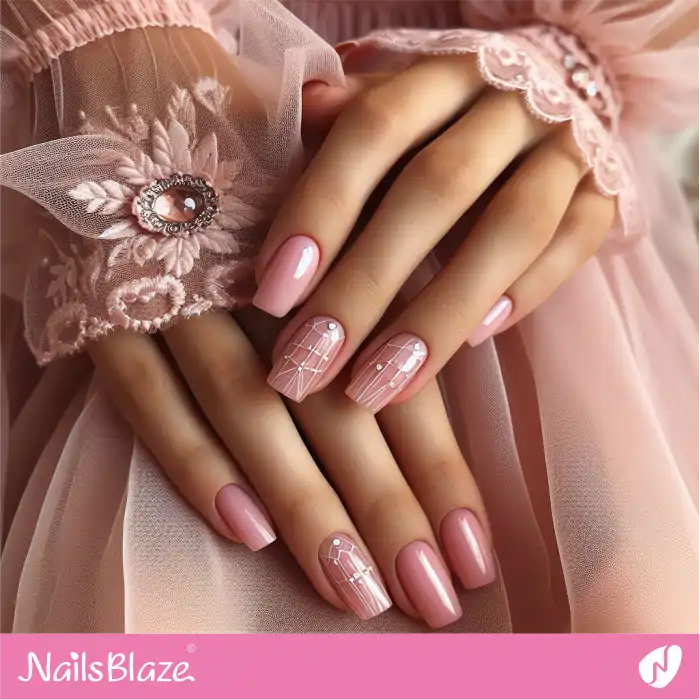 Sheer Pink Nails Line Art | Spring Nails - NB4029